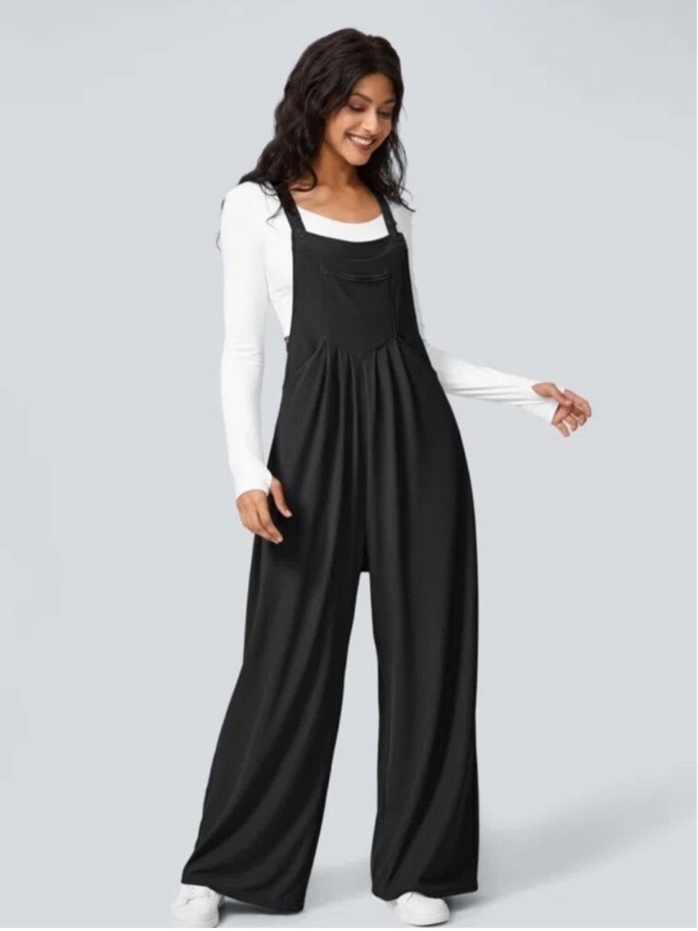 Halara NWOT Pockets Waffle Casual Overalls Black Size XS - Picture 3 of 14